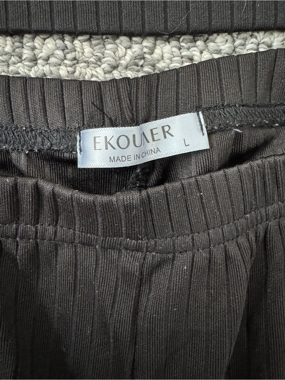 Black Ribbed Two-Piece Lounge Set - Picture 4 of 5